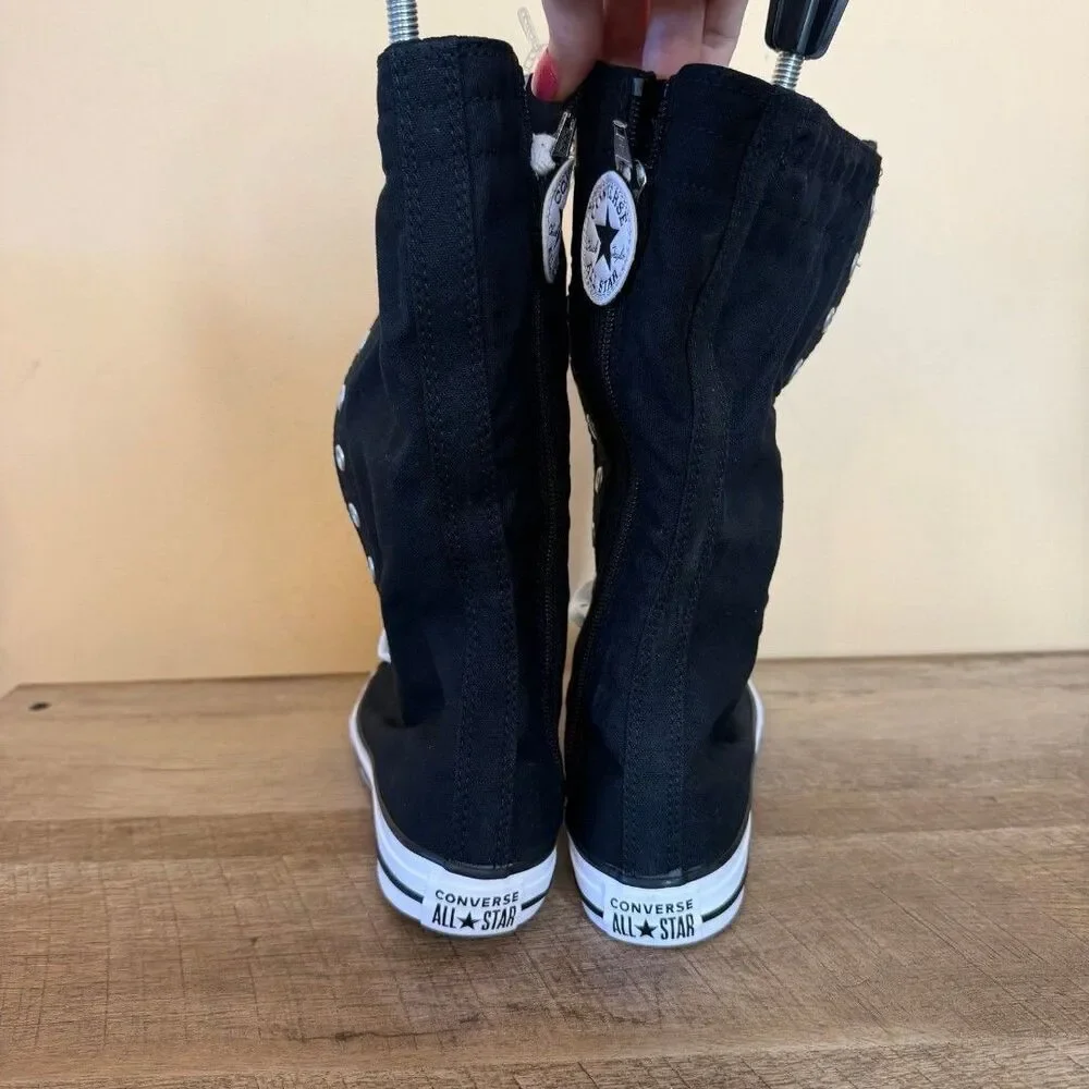 Converse Kids Size 2 Shoes NEW Knee High Chuck Taylor All Star XHi Black Zip Up